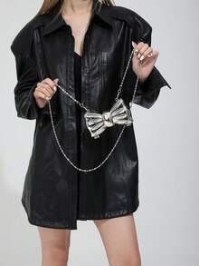 Metal Zinc Alloy Heart-Shaped Mini Evening Bag, Women's Personalized Fashion Chain Lipstick Bag, Suitable For Valentine's Day, Party, Date Use As Shoulder Crossbody Bag, Coin Purse ,Wedding - 銀色 - 查看 5