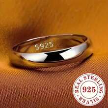 Fashionable Titanium Steel Plain Couple Rings, S925 Silver Plated, Non-Fading, Personalized Tail Ring, Engagement Jewelry, Eternal Style, Suitable For Casual Wear And Party, Christmas, Birthday, Holiday, Best Friend Gift - 銀色 - 查看 2