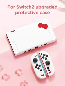1 pieza Estuche protector con diseño de lazo rosa lindo, compatible con Switch 2 (2025), adecuado para Switch OLED/Switch NS, con bolsa de almacenamiento, ranura para tarjetas, soporte para tarjetas de juego, cubierta protectora para consola Switch, mejor regalo para jugadores de Switch - Multicolor - Ver 2