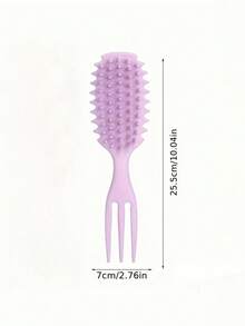 1支4C卷发湿发梳，轻松梳开打结的头发，三齿设计减少拉扯和毛躁，拉伸并增强卷度，适合浓密卷发，男女通用造型工具 - 彩色 - 查看 8