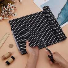 FINGERINSPIRE 109 Yards Black White Polka Dots Cotton Fabric 61 Inch Wide Dots Printed Craft Fabric For Sewing Rectangle Cotton Material With Polka Dot Pattern Clothes Craft Fabric By The Yard - trắng - Xem 3