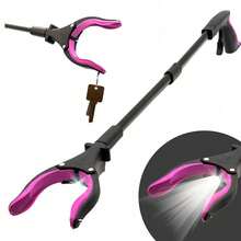 Foldable 360° Rotating Trash Grabber With Magnet & Light | Long Reach Pickup Tool For Household Waste, Cleaning & Recycling | Ergonomic Garbage Picker Arm - Purple - View 3