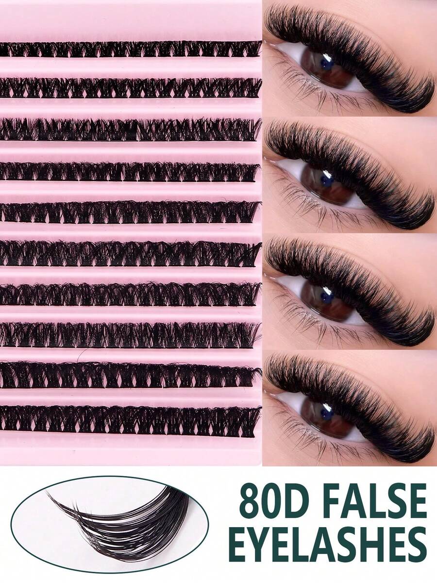 200pcs 30D/40D/80D D-Curl Volumizing False Eyelashes Set, DIY False Eyelashes Set, Super Thick Black False Eyelashes Set, Daily Makeup Black False Eyelashes Set, D-Curl Volumizing False Eyelashes Set, Black Individual False Eyelashes Set (200pcs), 8-16mm Mixed Individual False Eyelashes Set, DIY At Home, Rizos D-Curl Volumizing False Eyelashes, Mini Travel & DIY Eyelash Set, Individual False Eyelashes, False Eyelashes - D - View 1