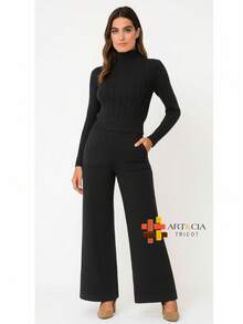 Winter Braided Knit Set, Long Sleeves, Cold Weather, New , Premium Release - 黑色 - 查看 2