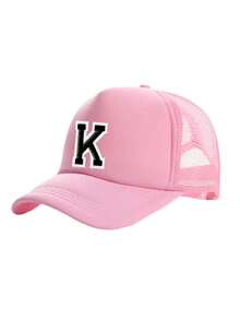 1pc 26 Letter Truck Cap, Fashionable And Versatile Mesh Breathable Sun Hat, Suitable For Daily Wear, Can Be Given As A Gift - Pink - View 5