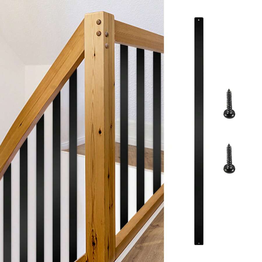 Deck Balusters 76Pcs Of 29.5"X1" & 101Pcs Of 26"X0.75" And 32"X0.8" Metal Deck Spindles With Screws Aluminum Alloy Deck Railing For Wood And Composite Deck Square Baluster For Outdoor Stair Deck Porch - Black - View 1
