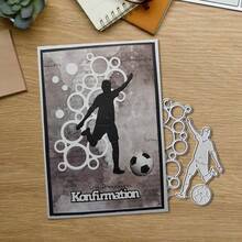 创意足球和圆形切割模具，DIY剪贴簿相册和压花模板，贺卡制作工具，卡片纸切割工艺品，礼品卡制作模板模切。 - 銀色 - 查看 3