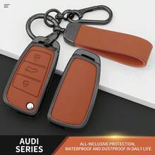 Zinc Alloy Leather Car Remote Control Key Case Cover Holder Shell For Audi A3 8P 8V 8L S3 RS3 - Hand Rope Buckle - View 3