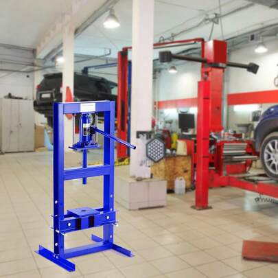 Prensa hidráulica 6 T, prensa hidráulica de tienda, prensa hidráulica de sobremesa con marco H con 2 placas de prensa, prensa de taller de cochera, altura de mesa de trabajo ajustable, prensa