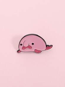 1枚粉色水滴鱼珐琅胸针，可定制水滴鱼胸针、翻领徽章、衣服装饰，趣味海洋动物饰品，送给朋友的礼物