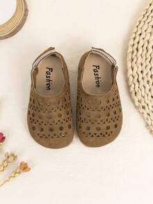 Girls' Lightweight Breathable Hollow-Out Flat Shoes, English Countryside Style, Spring/Summer - Brown - View 4