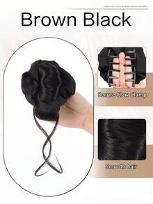 人造发髻发片，爪夹发髻发夹，人造假发髻接发，女士日常发髻发片，人造发饰假发 - 彩色 - 查看 8
