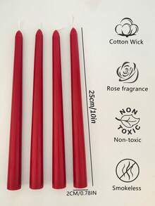4支长条红色蜡烛，大豆蜡香氛蜡烛，适用于婚礼和圣诞节装饰、室内装饰、节日礼物、送朋友的礼物、毕业派对、生日派对装饰、母亲节礼物 - 酒紅色 - 查看 10