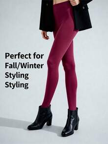 1 Pair Of Burgundy Ladies Pantyhose With High Elasticity And Snagging Resistance - Multicolor - View 5