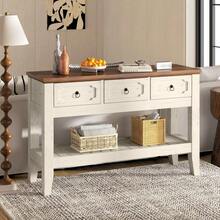 Huisuilinss Console Sofa Table With Drawers And Bottom Shelf,Entryway Table For Behind Couch Entry Foyer Hallway Storage - White - View 2