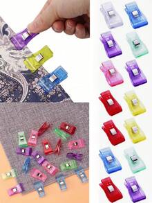 Color Fixed Axe Shaped Clip Positioning Plastic Sewing Clip Needlework Quilting Accessories Sewing Machine Plastic Cover Clip Axe Shaped Clip Plastic Small Clip Sewing Positioning Clip Quilting Clip Suitable For Office, Sewing, Bedroom, Sewing Machine Accessories - Multicolor - View 5