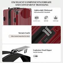 YSTYLE Suitcase Available In Various Colors Made Of PVC Material With Combination Lock And Silent Universal Wheels, Suitable For Storing Clothes For Business Trips, Boarding And Student Boarding. - Red - View 4