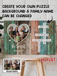 Catygift Customized Family Crossword Canvas Art, Personalized Family Gift, Family Theme Wall Decor, Customized Photo Crossword Canvas Art, Unique Gift For Parents, Grandparents On Anniversary, Birthday - As Shown - View 4