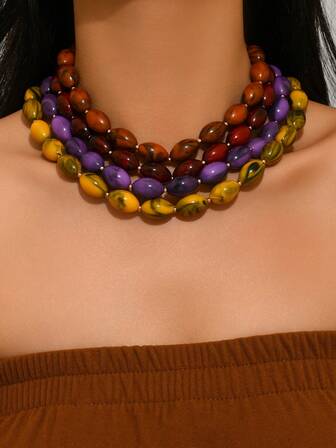 4件套时尚优雅波西米亚风花卉树脂串珠叠戴戒指，多色水彩图案，适合日常佩戴、新年、情人节、派对、度假等场合。树脂花卉图案颜色随机，模具略有差异属正常现象。