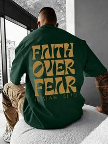 男童圆领短袖字母印花T恤，简约风格，春夏新品 - 墨綠色 - 查看 10