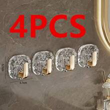 Conjunto de 1 ou 4 ganchos transparentes em acrílico com design de geleira, leves e luxuosos, ideais para cozinha, guarda-roupa, parede, porta e banheiro. Perfeitos para pendurar toalhas, casacos, chapéus, cachecóis e utensílios, mantendo tudo organizado. Ótima opção de presente para amigas, mulheres, para o Halloween, viagens e Natal. - Multicolorido - Ver 14
