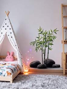 1pc/2pcs - Wallpaper - [Bamboo, Vines, Flowers, Leaves] Decorative Wall Stickers For Boys/Girls Room, Nursery, Living Room, Bedroom, Window - Cute Creative Wall Art Decor For Children - Multicolor - View 9