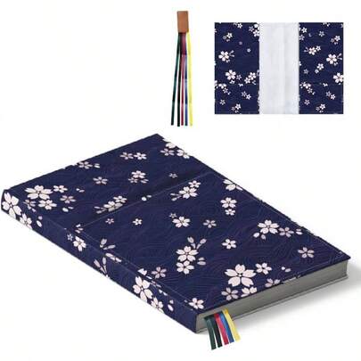 1 pieza Funda de libro de tapa dura de 12x8 pulgadas con flores de cerezo, protector de libro ajustable con marcador de libros, funda de libro de bolsilibro de tapa blanda, cuaderno, regalo para amantes de los libros