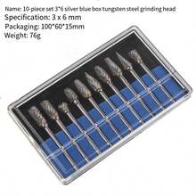 5/10pcs Tungsten Carbide Rotary Burr Set - 1/4" 6mm Shank, 6x10mm/3x6mm Double Cut Rotary Burr - Multi-Purpose Carving & Cutting For Metal, Wood, Stone, Plastic - High Hardness Milling Cutter Tool Kit - Multicolor - View 19