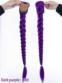 26/28/32 Inch Purple Long Braided Wig, Synthetic Fiber Box Braided Wig, Easy To Clip On, Ponytail, Suitable For Costume Role Play - Multicolor - View 13