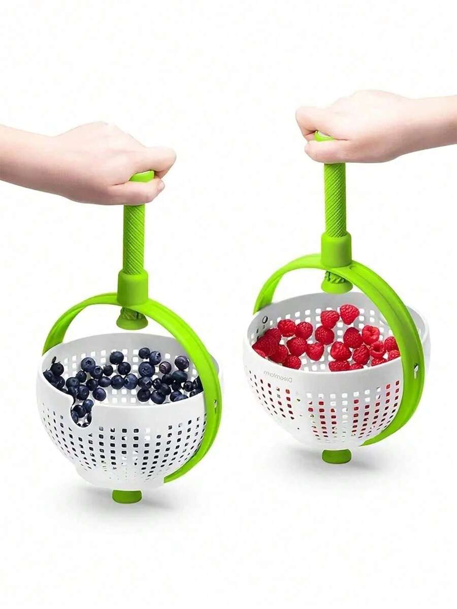 1pc Multi-Function Vegetable & Fruit Washing Machine, Salad Spinner Dryer, Home Kitchen Fruit & Vegetable Draining Basket - Multicolor - View 1