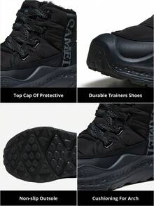 CAMEL CROWN Men's Snow Boots, Winter Warm Graphene Heated Thick Sole Anti-Slip Outdoor Ankle Boots - Night Black - View 4