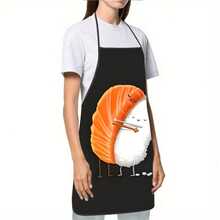 1PC Cartoon Salmon Sushi Pattern Apron Cute Food Print Kitchen Oil-Proof Waist Apron Fun Catering Work Cooking Home Apron - Multicolor - View 6