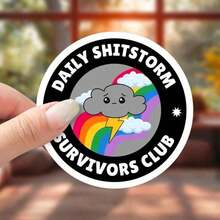 1pcs Daily Shitstorm Survivor Sticker | Fun And Quirky Vinyl Decal For Planners, Journals, And Laptops | Cute And Mindful Design For Meditation, Wellness Enthusiasts, And Book Lovers | , Artsy, Positive Affirmation Sticker,Halloween/Christmas/Trick Or Treat - 彩色 - 查看 8