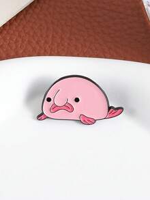 1枚粉色水滴鱼珐琅胸针，可定制水滴鱼胸针、翻领徽章、衣服装饰，趣味海洋动物饰品，送给朋友的礼物