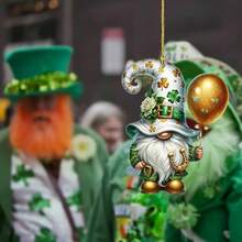 St. Patrick's Day Leprechaun dekorative Hängeornamente - Glitzer Kleeblätter und grünes Bier, Heim-Party Hängedekoration, Glücklicher Leprechaun St. Patrick's Day Hängedekoration, Feiertagsparty Gastgeschenke für Freunde, vielseitige Tasche/Handy/Auto Hängeaccessoires - Verschiedenfarbig - Übersicht 9