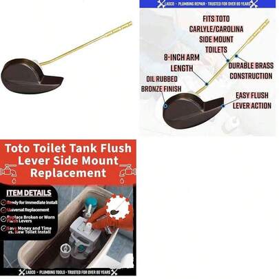 Palanca de Descarga Lateral para Inodoro TOTO Thuoo4 Carlyle/Carolina, Acabado Bronce Aceitado, Longitud 20.3 cm, Fácil Instalación