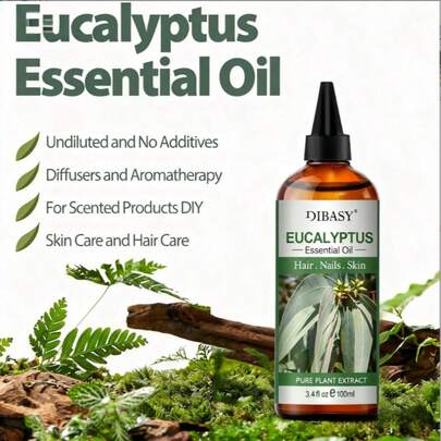 3.4 液盎司纯天然尤加利精油 - 适用于头发、皮肤、香薰机、芳香疗法、DIY、肥皂和蜡烛制作