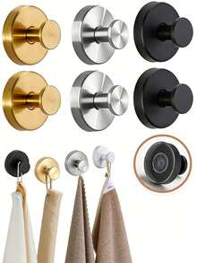 不锈钢吸盘挂钩，免钻孔真空吸附技术，可用于收纳毛巾、浴球、浴袍、外套等多功能挂钩，粘性挂钩，安装简便，适用于淋浴房、浴室和厨房，可粘附于玻璃、镜子、瓷砖等光滑表面。 - 彩色 - 查看 2