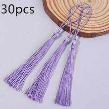 30 chiếc/gói Mặt dây chuyền tua rua bằng polyester kèm dây, tua rua nhiều màu sắc kiểu Trung Quốc, dài 8cm, thích hợp trang trí làm bookmark, móc khóa, đồ treo xe, dây đeo điện thoại, phụ kiện Hanfu tự làm. - Dây tua rua có dây treo - Xem 29