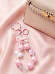 1pc Unisex Elegant Keychain - Personalized Keyring, Multifunctional Bag Charm, Daily Key Chain - Pink - View 5