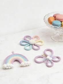 1pc/3pcs Handmade Woven Daisy, Rainbow, Butterfly Wall Decor, Kids Room Decoration, Boho Nordic Style! Lovely Wall Hanging Ornaments, Suitable For Living Room, Bedroom, Home Decor, Daily & Holiday Decoration, Commercial Atmosphere Props, Create A Cozy Space - Multicolor - View 2