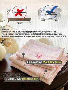 三件套可爱蝴蝶结印花被套，采用超柔软透气优质超细纤维面料，四季皆宜，可机洗，不易褪色，不起球，防缩水，抗皱，简约清新风格，提升卧室格调，易于打理，适用于特大号/大号/双人床/单人床，是居家、宿舍、公寓、客房、度假屋、租赁房和送礼的理想之选。 - 彩色 - 查看 11