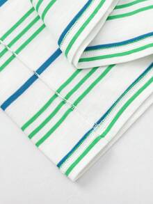 Balabala Unisex Short Sleeve T-Shirt, Classic Round Neck Design, Soft & Comfortable Fabric, Easy Care, Suitable For Summer Wear - Green and White - View 7