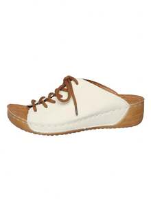 女士平底厚底坡跟凉鞋，时尚设计，休闲穿着的理想之选，夏季必备礼物，百搭鞋履 - 白色 - 查看 7