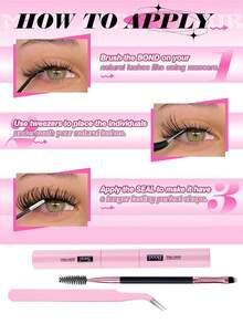 240/168pcs D-Curl Natural Eyelash Extension Kit, 168pcs Cluster Eyelash Set, 9-12mm Lengthening Curly Eyelashes Extension Kit With Eyelash Glue And Applicator, DIY Use At Home - Black - View 11