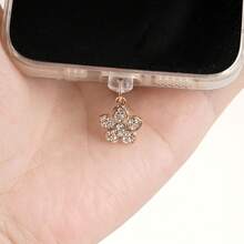 1个全新精美小花挂件/手机充电口防尘塞/装饰吊坠/兼容/Type-C接口，送给母亲、家人、朋友、孩子、生日、节日的礼物，手机配件，手机挂件 - 金色2 - 查看 4