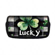 1pc St. Patrick's Day Pencil Case, Large Capacity With Dual Flip Cover And Dual Zipper Design. Made Of Polyester Fiber, Suitable For Middle School, High School And College Students, Also Can Be Used For Desktop Stationery Storage To Keep The Desk Tidy. - Multicolor - View 10
