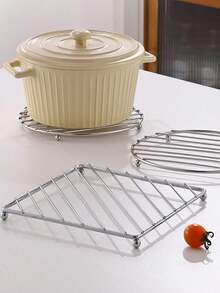 1pc Stainless Steel Square Heat-Resistant Kitchen Table Mat, Coaster, Kitchen Ware Pallet Thickened Pot Mat Insulation Stand, Insulating Mat, Household Multifunctional Steaming Rack, Anti-Scald Bowl And Dish Rack, Multipurpose Kitchen Countertop Heat Resistant Trays, Kitchen Gadge, Suitable For Hot Pots, Pans, Kitchen Accessories, Dining Room Supplies - Multicolor - View 2