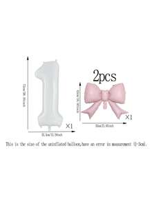 2pcs 32-Inch Number Balloon Set, Pink & Red Bow Foil Balloons, White, Red, Black & Cream 0-9 Number Balloons Suitable For Birthday Party, Anniversary Decoration - Multicolor - View 35