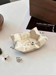 1件创意原创皱纹陶瓷首饰托盘，桌面首饰收纳碟，戒指项链香炉艺术装饰托盘，玄关钥匙架，香炉托盘，适用于客厅、玄关、首饰收纳 - 彩色 - 查看 5